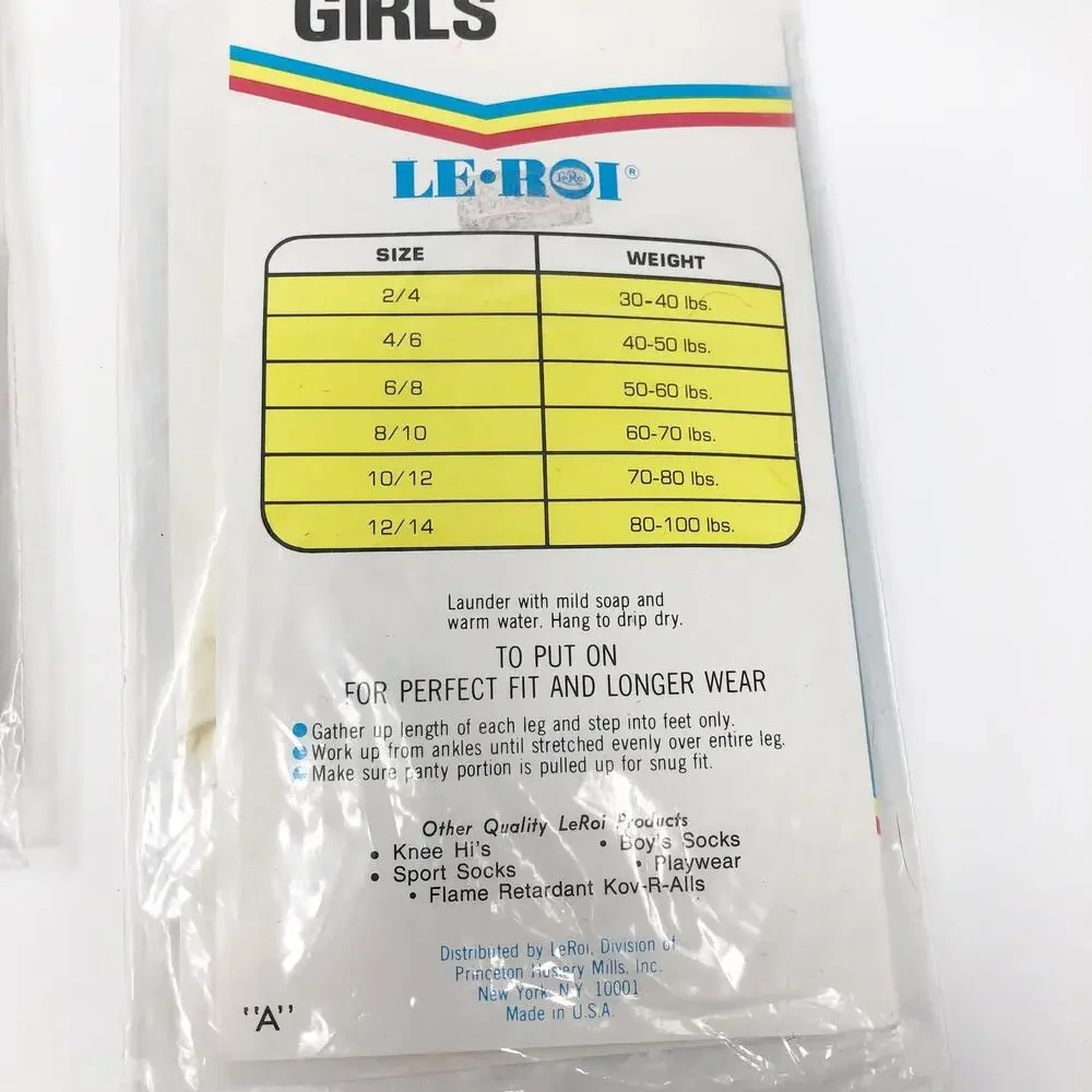 Le Roi Vintage Tights Seamless Pink Roses Size 2-4 NEW in Package